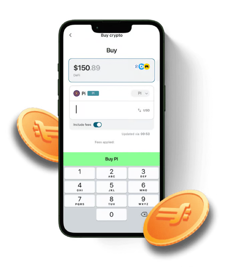 Pi Network app download screen on a mobile phone showing a Pi wallet balance